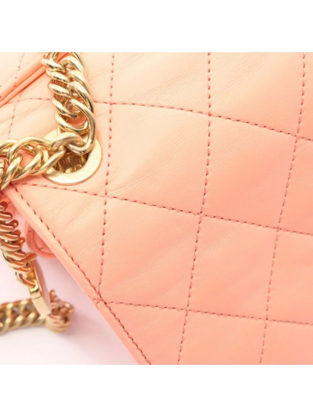 Chanel Shoulder Bag Quilted 2-Way Salmon Pink Lambskin Chain